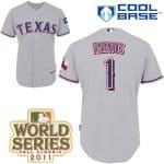 Rangers #1 Elvis Andrus Grey Cool Base 2011 World Series Patch Stitched Jersey