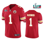 Kansas City Chiefs #1 Jerick McKinnon Red Super Bowl LVII Patch Vapor Untouchable Limited Stitched Jersey