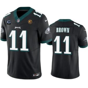 Philadelphia Eagles #11 A. J. Brown Black 2023 F.U.S.E. With 1-Star C Patch And John Madden Patch Vapor Limited Stitched Jersey