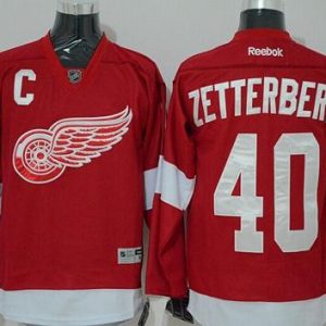 Red Wings #40 Henrik Zetterberg Red Stitched Jersey