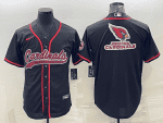 Arizona Cardinals Black Team Big Logo With Patch Cool Base Stitched Baseball Jersey