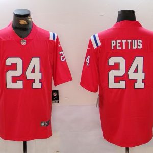 New England Patriots #24 Dell Pettus Red Vapor Limited Stitched Jersey