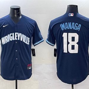 Chicago Cubs #18 Shota Imanaga Navy City Connect Stitched Jersey