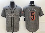 Cincinnati Bengals #5 Tee Higgins Gray With Patch Cool Base Stitched Jersey