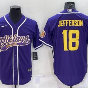 Minnesota Vikings Custom Purple Gold With Patch Cool Base Stitched Jersey