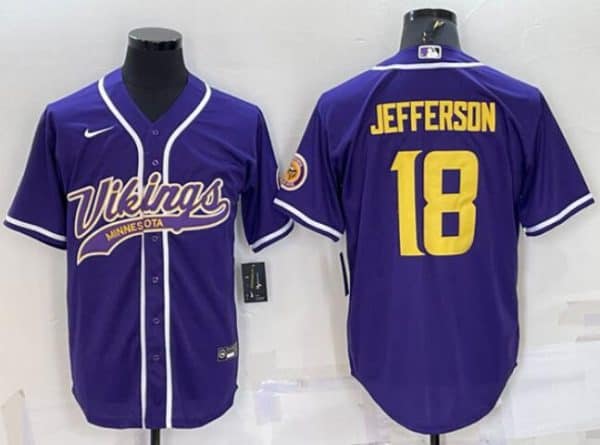 Minnesota Vikings Custom Purple Gold With Patch Cool Base Stitched Jersey