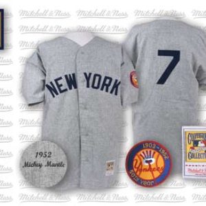 Mitchell And Ness 1952 Yankees #7 Mickey Mantle Grey Stitched Jersey