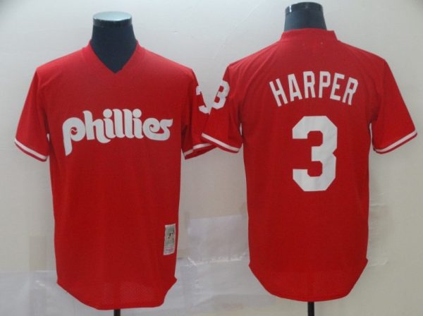 Philadelphia Phillies #3 Bryce Harper Red Cool Base Stitched Jersey