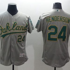 Athletics #24 Rickey Henderson Grey Flexbase Authentic Collection Stitched Jersey