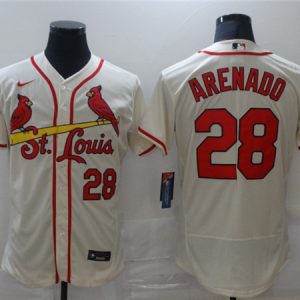 St. Louis Cardinals White #28 Nolan Arenado Cream Flex Base Stitched Jersey