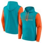 Miami Dolphins Aqua Orange Outline Pullover Hoodie