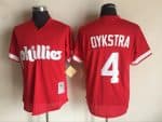 Philadelphia Phillies #4 Lenny Dykstra Mitchell and Ness Red 1991 Throwback Stitched Jersey