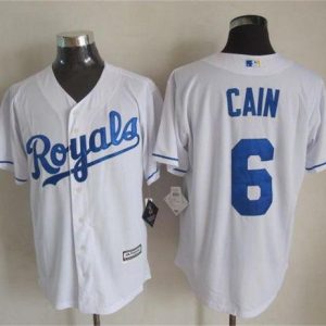 Royals #6 Lorenzo Cain White New Cool Base Stitched Jersey