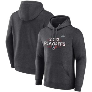 Houston Texans Heather Charcoal 2023 Playoffs Fleece Pullover Hoodie