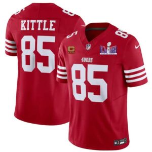 San Francisco 49ers #85 George Kittle Red 2024 F.U.S.E. Super Bowl LVIII Patch And 4-Star C Patch Vapor Untouchable Limited Stitched Jersey