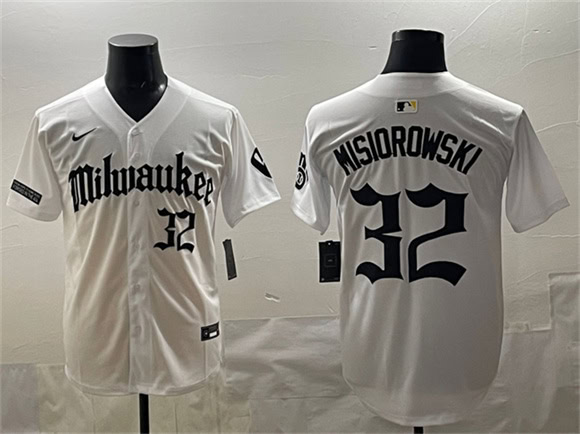 Milwaukee Brewers #32 Jacob Misiorowski White 'Gothic 414 Shadows Edition' Vapor Premier Limited Stitched Jersey