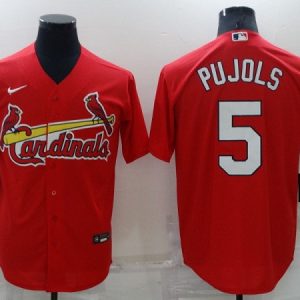 St. Louis Cardinals #5 Albert Pujols Red Cool Base Stitched Jersey
