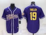 Minnesota Vikings #19 Adam Thielen Purple Gold With Patch Cool Base Stitched Baseball Jersey