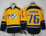 Predators #76 P.K Subban Yellow Home Stitched Jersey