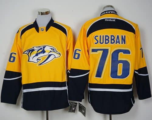 Predators #76 P.K Subban Yellow Home Stitched Jersey