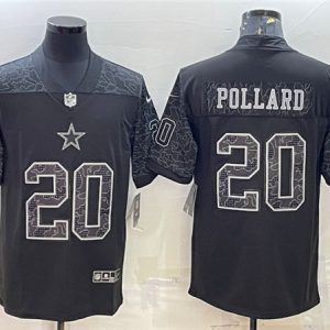 Dallas Cowboys #20 Tony Pollard Black Reflective Limited Stitched Jersey