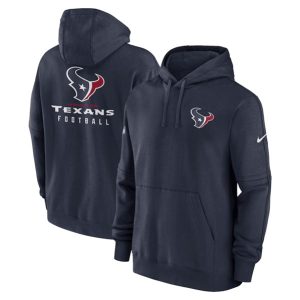 Houston Texans Navy Sideline Club Fleece Pullover Hoodie