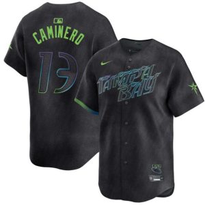 Tampa Bay Rays #13 Junior Caminero Charcoal 2024 City Connect Limited Stitched Jersey