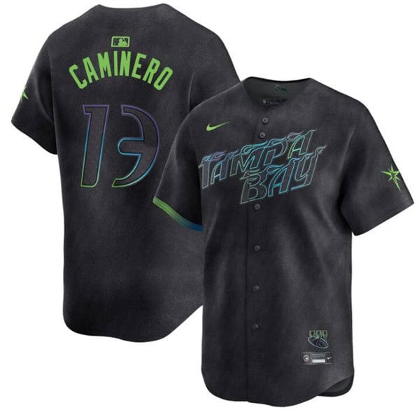 Tampa Bay Rays #13 Junior Caminero Charcoal 2024 City Connect Limited Stitched Jersey