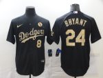 Los Angeles Dodgers Front #8 Back #24 Kobe Bryant With KB Patch Black Cool Base Stitched Jersey