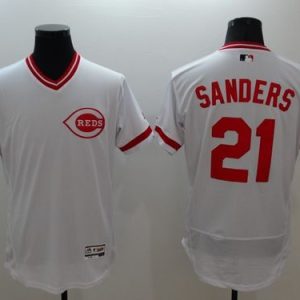 Reds #21 Reggie Sanders White Flexbase Authentic Collection Cooperstown Stitched Jersey