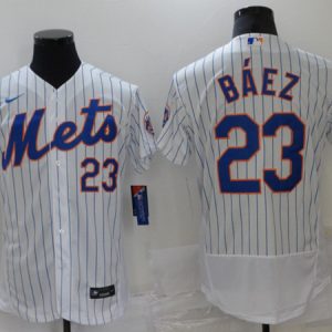 New York Mets #23 Javier B¨¢ez White Flex Base Stitched Jersey