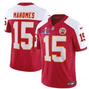 Kansas City Chiefs #15 Patrick Mahomes Red White 2024 F.U.S.E. Super Bowl LVIII Patch Vapor Untouchable Limited Stitched Jersey
