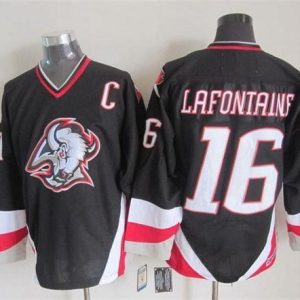 Sabres #16 Pat Lafontaine Black CCM Throwback Stitched Jersey