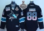 Sharks #88 Brent Burns Black USA Flag Fashion 2016 Stanley Cup Final Patch Stitched Jersey