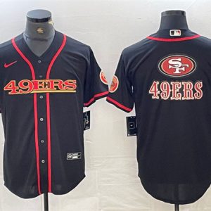 San Francisco 49ers Black Team Big Logo With Patch Cool Base Stitched Jersey