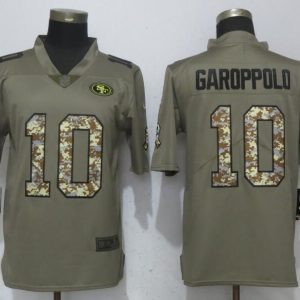 San Francisco 49ers #10 Jimmy Garoppolo Olive Camo Salute To Service Limited Stitched Jersey
