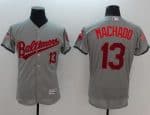 Orioles #13 Manny Machado Grey Fashion Stars Stripes Flexbase Authentic Stitched Jersey