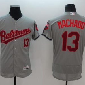 Orioles #13 Manny Machado Grey Fashion Stars Stripes Flexbase Authentic Stitched Jersey