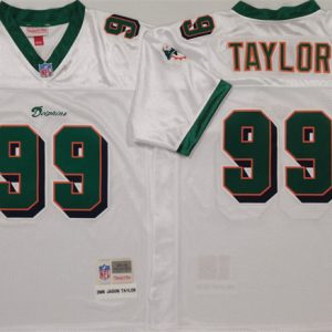 Miami Dolphins #99 Jason Taylor White Throwback Stitched Football Jersey