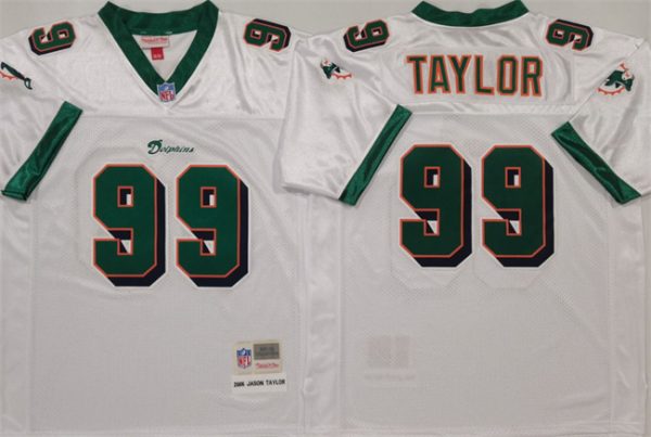 Miami Dolphins #99 Jason Taylor White Throwback Stitched Football Jersey
