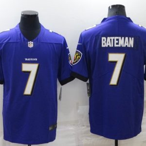 Baltimore Ravens #7 Rashod Bateman Purple Vapor Untouchable Limited Stitched Jersey