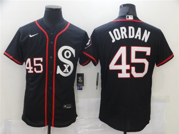 White Sox #45 Michael Jordan Black Flex Base Stitched Jerseys