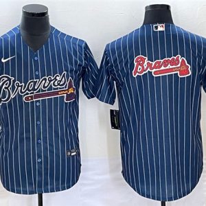 Atlanta Braves Navy Team Big Logo Cool Base Stitched Jersey