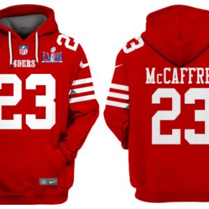 San Francisco 49ers #23 Christian McCaffrey Red Super Bowl LVIII Alternate Pullover Hoodie