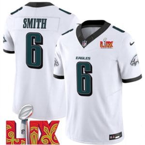 Philadelphia Eagles #6 DeVonta Smith White 2025 Super Bowl LIX Patch Vapor Untouchable Limited Stitched Jersey