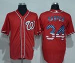 Nationals #34 Bryce Harper Red USA Flag Fashion Stitched Jersey