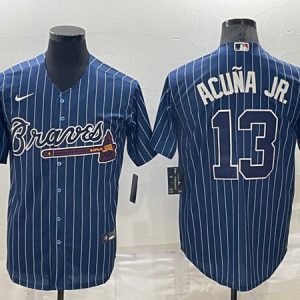 Atlanta Braves #13 Ronald Acuna Jr. Navy Cool Base Stitched Baseball Jersey