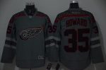 Red Wings #35 Jimmy Howard Charcoal Cross Check Fashion Stitched Jersey
