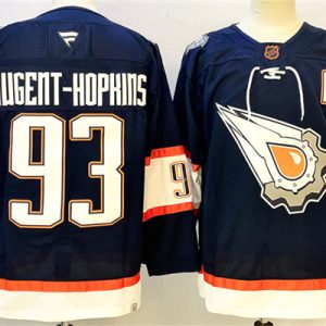 Edmonton Oilers #93 Ryan Nugent-Hopkins Navy With A Patch Reverse Retro Stitched Jersey