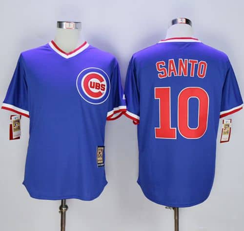 Cubs #10 Ron Santo Blue Cooperstown Stitched Jersey